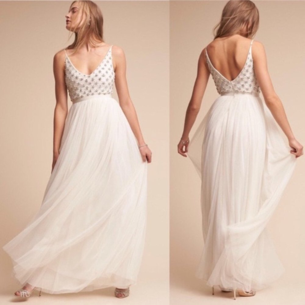 BHLDN Myra Gown by Ranna Gill NWOT White Elopement